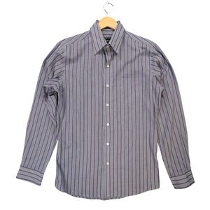 Van Heusen Studio Button Down Shirt Mens Small Purple Excellent Slim Fit Striped